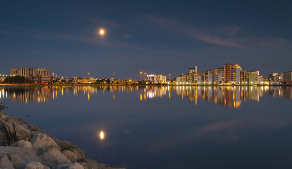 Poole Harbour at night